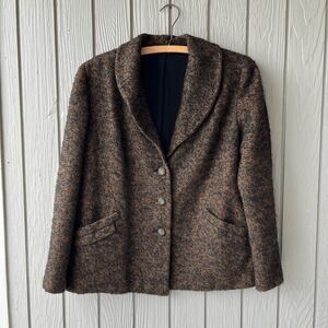 VTG 60s Abe Reinis Tweed Coat L ACWA Union Made USA Textured Short Jacket